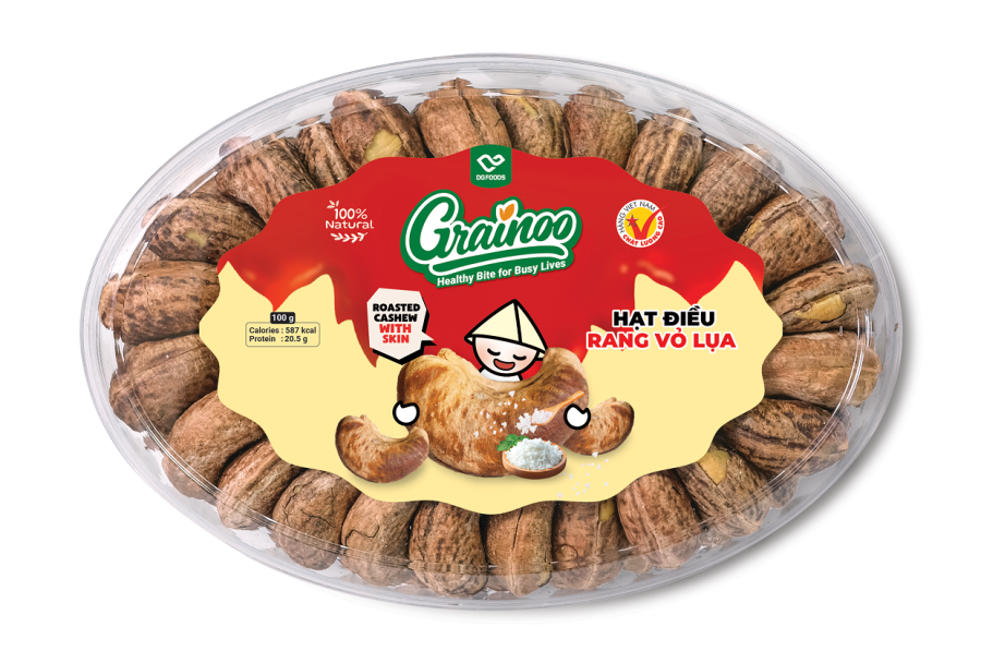 Hạt điều rang vỏ lụa xếp hoa 160g